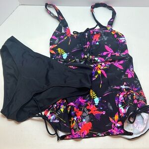 Black floral Tankini Set